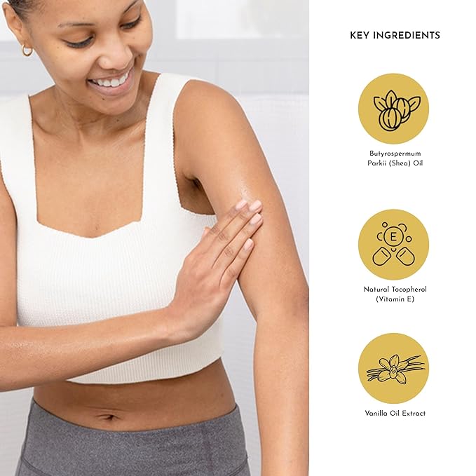 BOLDEN Sweet Vanilla Shea Body Oil with Vitamin E | Stretch Mark Pregnancy Care | 100% Natural Moisture Shea Oil | Lightweight After Shower Body Oil | 3.4 Fl Oz