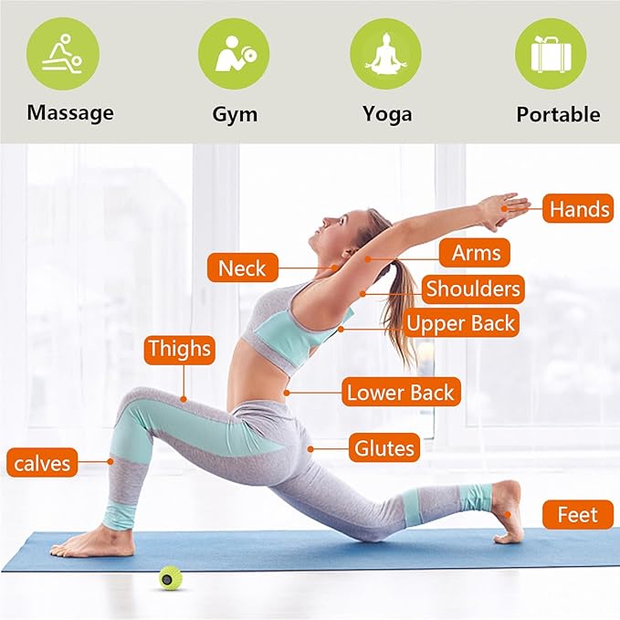 Massage Roller Ball, Deep Tissue Massager for Myofascial Release, Mobility Ball for Exercise and Workout Recovery, Alleviating Neck, Back, Legs, Foot or Muscle Tension - Green, 8cm / 3.15in