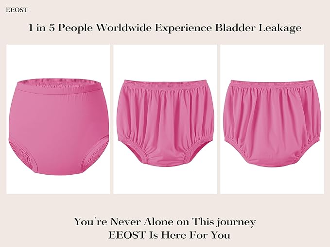 Adult Diaper Cover for Incontinence Noiseless Leak-Protection Underwear Plastic Pants Over Diapers Waterproof Rubber Pants (Pink, L(Woman Size))