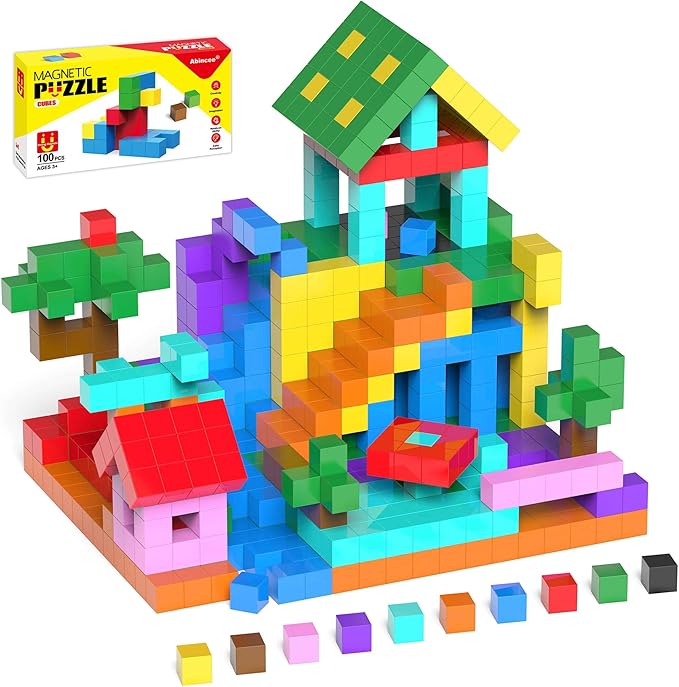 100PCS Magnetic Blocks Set, STEM Montessori Magnetic Building Toys for Toddlers – Sensory Learning Toys, Birthday for Kids Aged 3-8 (100pcs)
