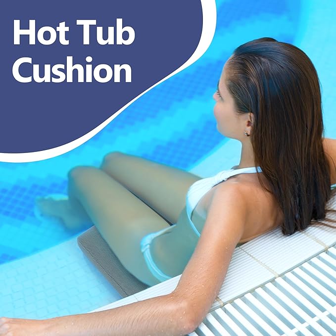 MABOZOO Bath Cushion for Tub with Powerful 4 Non-Slip Suction Cups,Quick Dry Mesh Bathtub Mat,Spa Pillow Bath Accessories for Adults Indoor Outdoor (Gray)