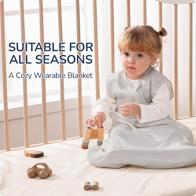 1.0 Tog 2.5 Tog Baby Sleep Sack, 100% Cotton Baby Sleeping Bag 3-24M, 2-Way Zipper Baby Wearable Blanket