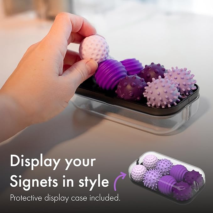 ONO Signets – Silicone Magnetic Balls with Textured Dimples, Bumps, and Waves | Fun to Play with Fidget Toy for Adults | Help Relieve Stress, Anxiety, Tension (Sapphire, Set of 8)