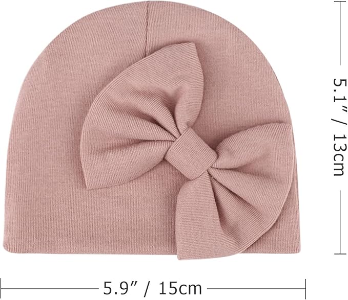 BQUBO Newborn Girls Hats Baby Hat and Mittens Set Infant Caps Bow Hospital Beanie with No Scratch Mittens for Baby Boys Girls