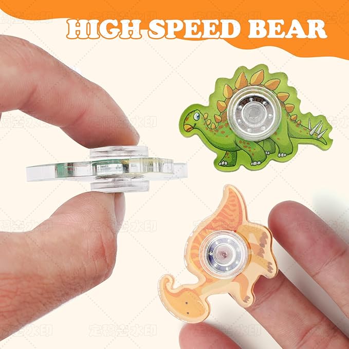 24PCS Dinosaur Fidget Spinner Toys,Party Favors Birthday Gifts Goodie,Autism Sensory Toys for Boys Girls Stress Relief,Treasure Box Toy for Classroom Prizes Supplies(Dinosaur)