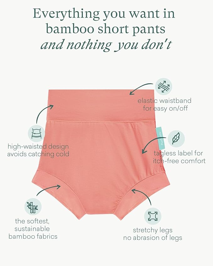 Baby Bloomers Bummies, Soft Bamboo Viscose High Waist Belly Shorts & Diaper Cover for Infant Toddler Girls Boys, 2-Pack