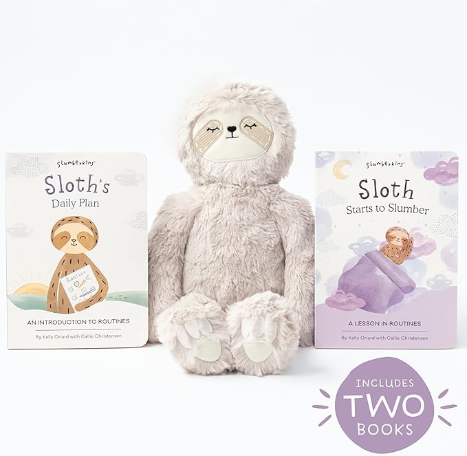Slumberkins 14" Sloth Kin & 2 Board Books Complete Set Bundle | Promotes Routines, Relaxation & Coping Skills | Social Emotional Learning, Ages 0+ (Sloth Kin Plush + 2 Board Books)