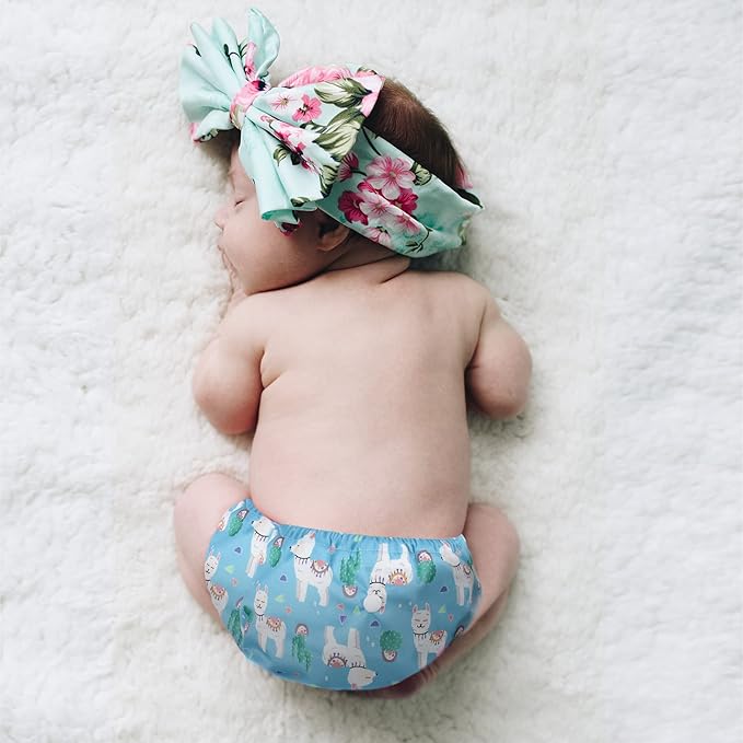 wegreeco Cloth Diapers 5 Pack with 5 Inserts, Washable Cloth Diapers for Babies, One Size Adjustable Reusable (Fresh Animal)