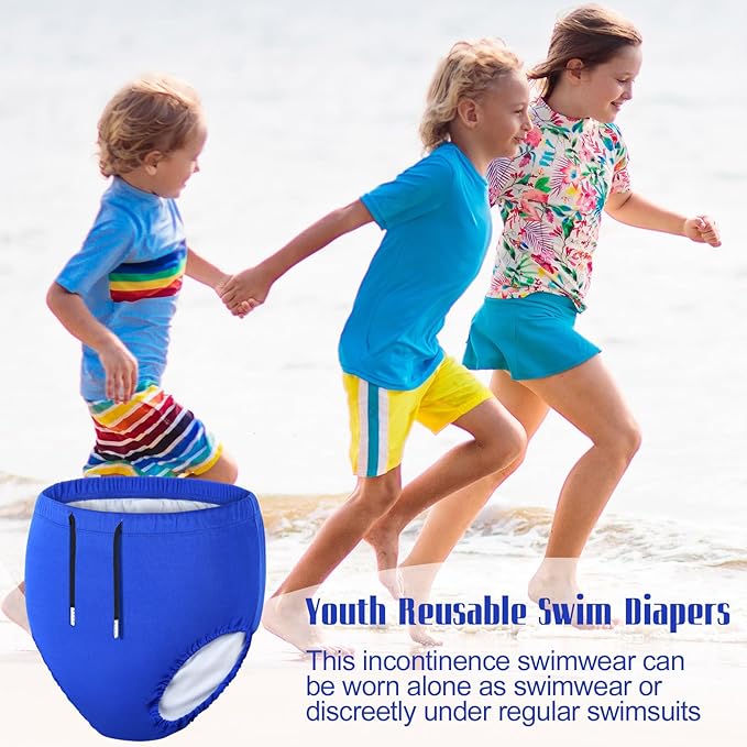 2 Pcs Youth Swim Diaper Special Needs Reusable Cloth Diaper Covers Waterproof Incontinence for Swimming,Unisex