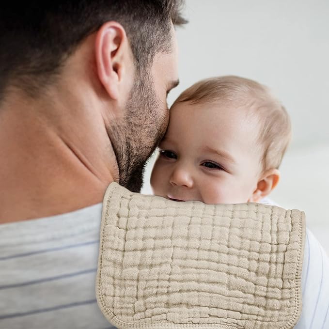 Looxii Muslin Burp Cloths 6 Pack - 20" x 10" - Ultra Soft & Absorbent, 6-Layer 100% Cotton for Spit Up & Drool- Gentle Neutral Burping Cloths, Baby Newborn Essentials Gifts for Boys Girls, Apricot