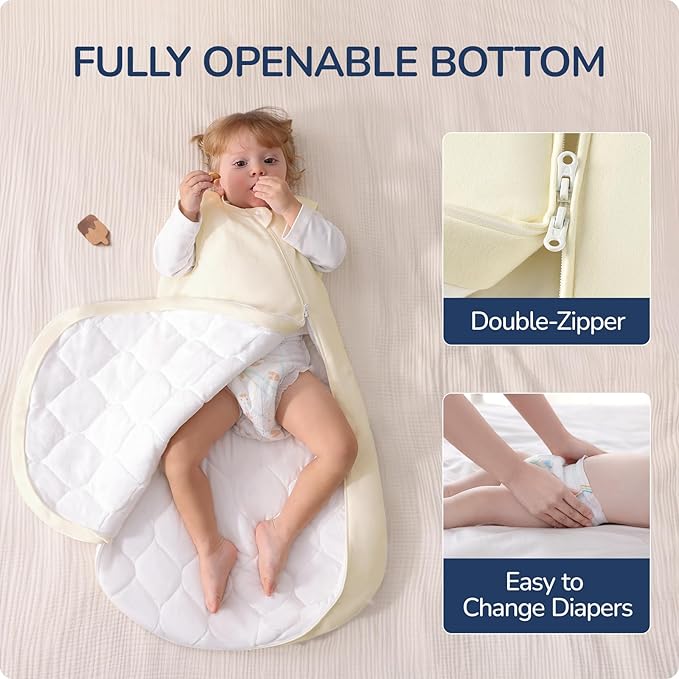 1.0 Tog 2.5 Tog Baby Sleep Sack, 100% Cotton Baby Sleeping Bag 3-24M, 2-Way Zipper Baby Wearable Blanket