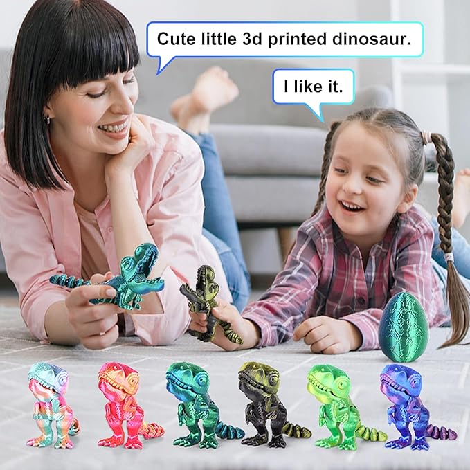 6PCS 3D Printed Dragon Egg Kids Dinosaur Toys, Articulated 3D Dinosaur Eggs with Dinosaurs Inside, 3D Printed Fidget Toys, Birthday Decorations Home Office Desk Toy(6PK Multicolored)