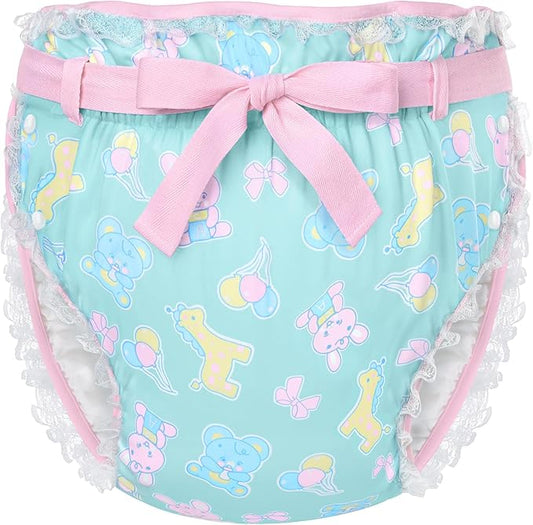 Littleforbig Silky Adult Ribbon Omutsu Diaper Wrap Cover Adjustable Reusable Waterproof - Baby Parade Repeating Pattern