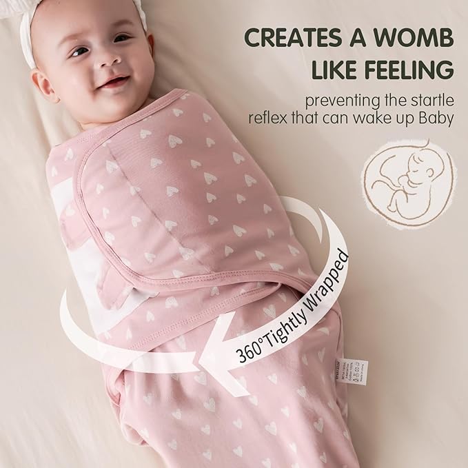 insular Baby Swaddle Wrap, Swaddle Blanket for Newborn and Infant, Adjustable Velcro Set for Boy and Girl, Soft Cotton Baby Sleep Sack 3 Pack, Rainbow, Medium(3-6M)