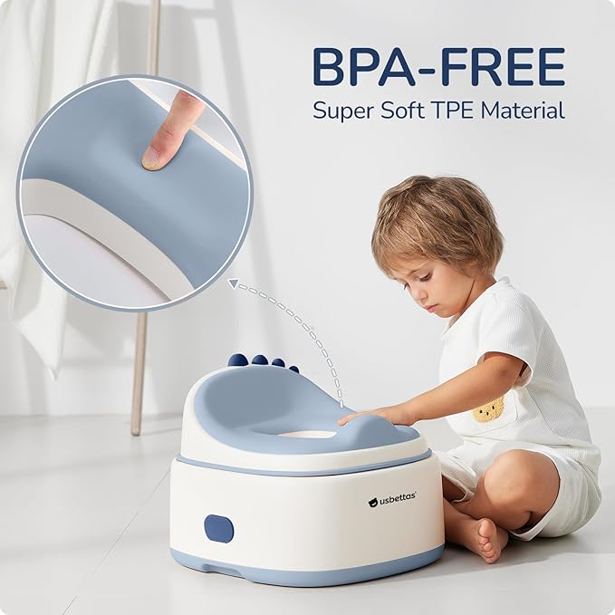 3 in 1 Potty Training Toilet, Dinosaur Toddler Potty Training Seat for Boys Girls with Comfortable Cushion, Easy-to-Clean and Anti-Slip Potty Training Step Stool for Toilet (Blue)