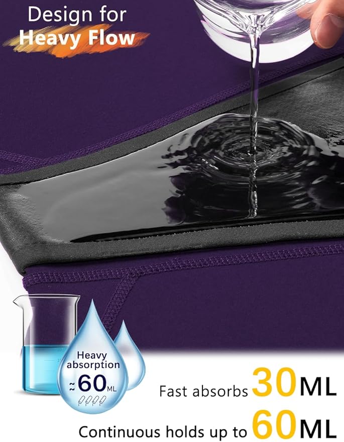 Incontinence Underwear for Women Washable Period Boxers Briefs Heavy Flow Leakproof Overnight High Absorbency Menstrual Postpartum Bladder Control Boyshorts Panties Large Pack of 2