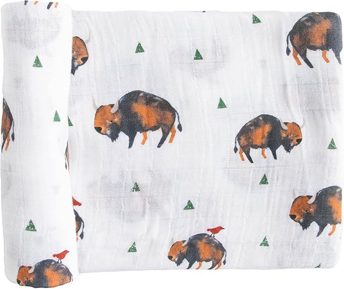 Little Unicorn Premium Cotton Swaddle Baby Blanket | Breathable Fabric | for swaddling, Play, Nursing & More (Bison)