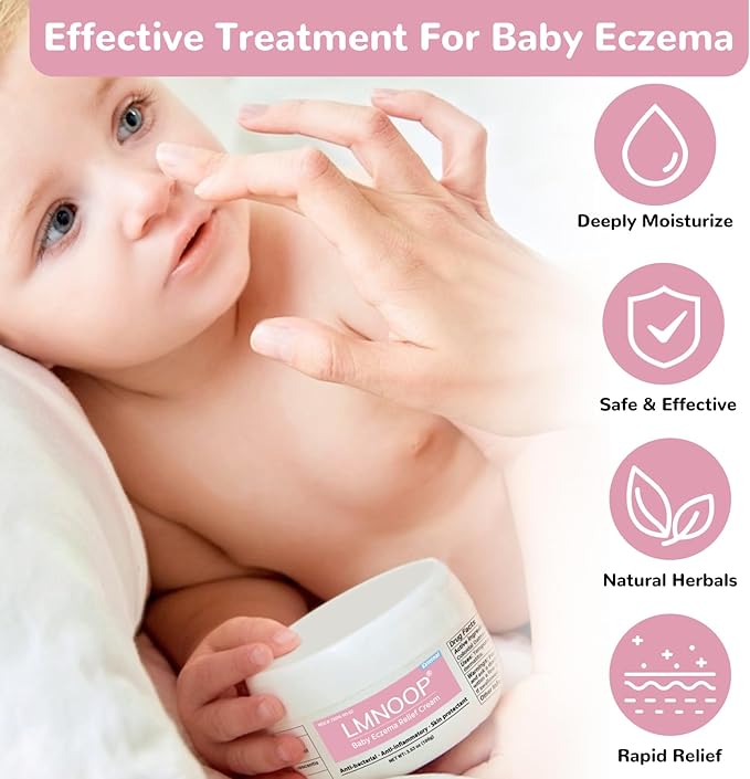 Baby Eczema Relief Cream, All-Natural Herbal Formula for Safe, Soothing Skin Protection Against Rashes, Dryness, Redness, and Itchiness, 3.53oz