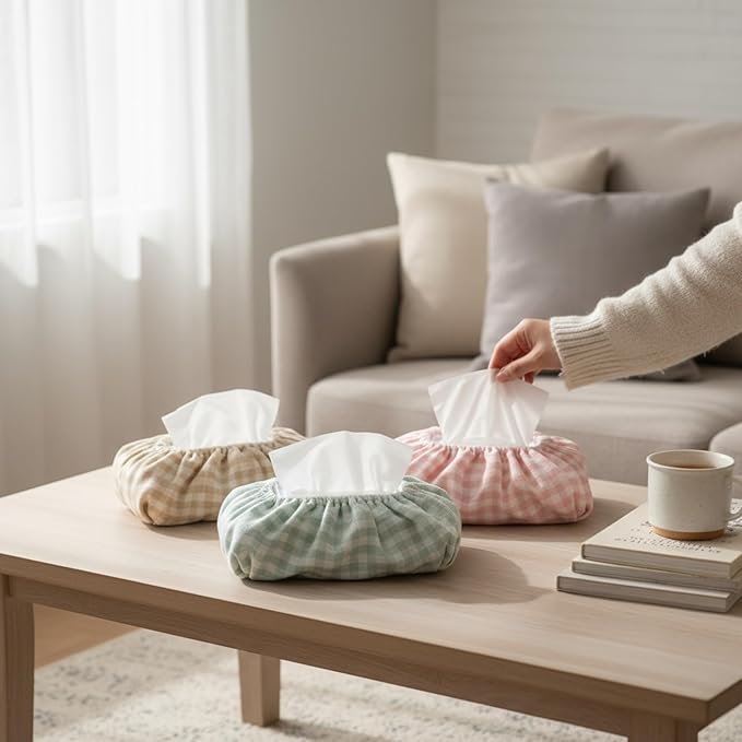 Baby Wipes Cover – Universal Size, One Size Fits All Wipes Packages | Muslin Cotton Tissue Cover for Nursery, Diaper Bag & Changing Table, Station | Gingham & Neutral Patterns (3-Gingham Pink)