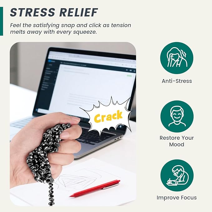 LovesTown 1100PCS Magnetic Beads, Fidget Toys Rocks Ferrite Putty Stones for Adults Teenagers Office Goodie Stuffer 5mm Black