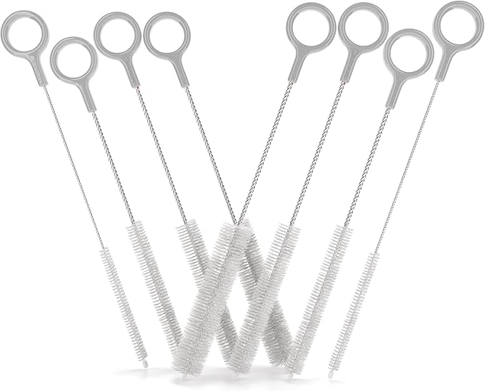 Heavy Duty Cleaning Brushes Set of 8 - Extra Long Straw Cleaners for Metal and Plastic Reusable Drinking Straws, to Clean Small Spaces, Sippy Cups, Water Bottles - Sturdy Hard Brush Bristles