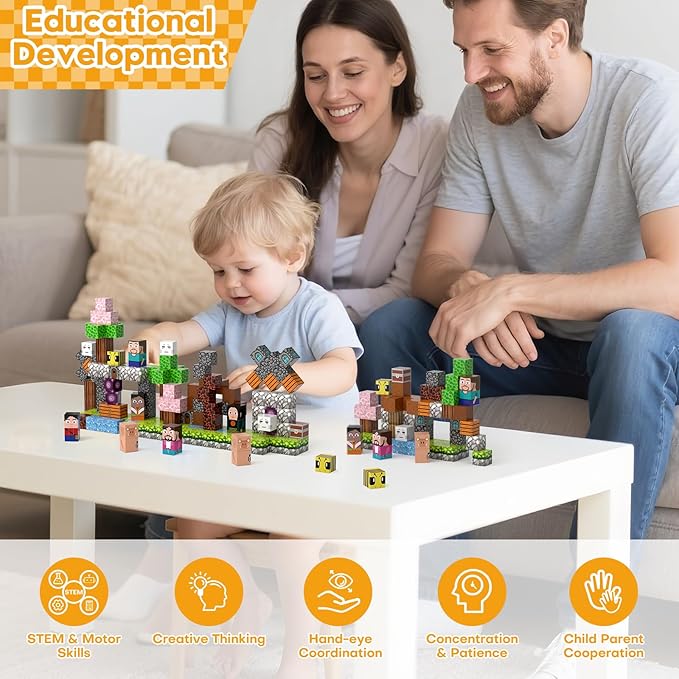 Magnetic Blocks, Magnetic Building Blocks Gryxpox, Magnet Tiles with Adventure World Blocks Toy, Magnetic Blocks For Kids Ages 4-8, STEM Sensory Toys for Ages 3+ Toddlers Kids Girl Boys Birthday Gifts