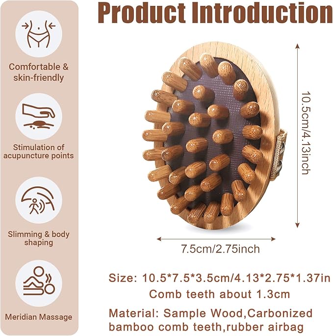 Meridian Pressure Brush, Wood Therapy Massage Tools, Wood Therapy Massage Tools for Belly Fat, Meridian Trigger Point Massager Wooden Massage Brush for Body Shaping, Muscle Pain Relief (1PCS)