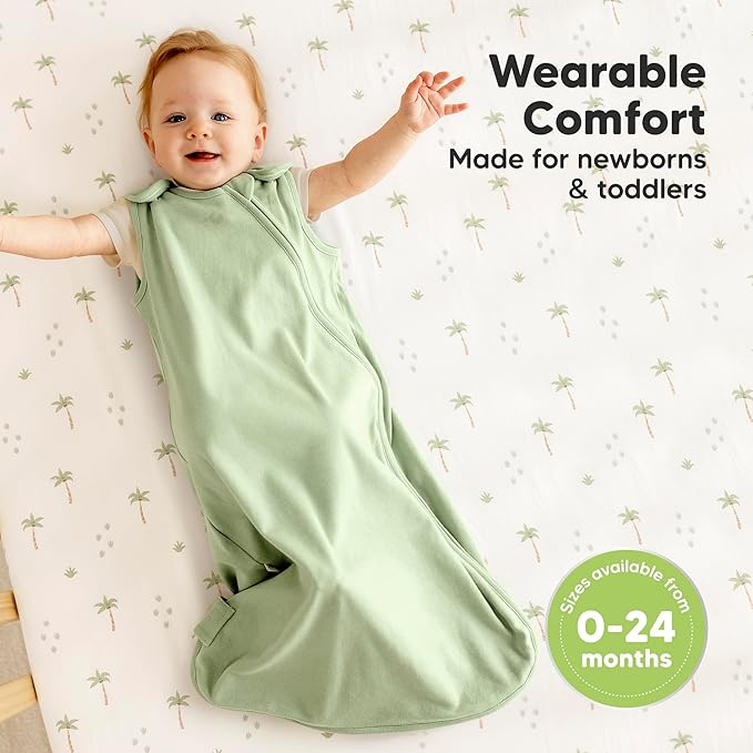 2-Pack Organic Baby Sleep Sacks, 100% Cotton - Soft & Breathable 0.5TOG Baby Wearable Blanket, Toddler Sleeping Sack 6-18 months, Easy to Wear Transitional Swaddles for Newborns, Infants(Roarsome, M)