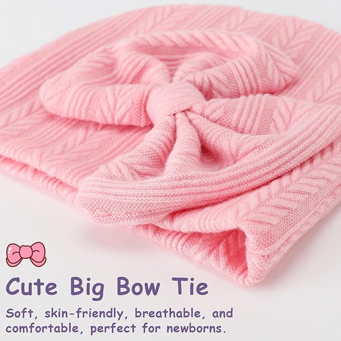 Newborn Baby Hats and Mittens Set Infant Bow Beanie Cap Toddler Gloves Newborn Hospital Hats for Baby Boy Girl 0-6 Months