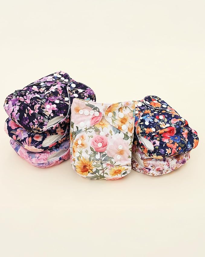 ALVABABY Baby Cloth Diapers 6 Pack with 12 Inserts Cloth Diaper Covers Adjustable Washable Reusable for Baby Girls and Boys 6DM115A