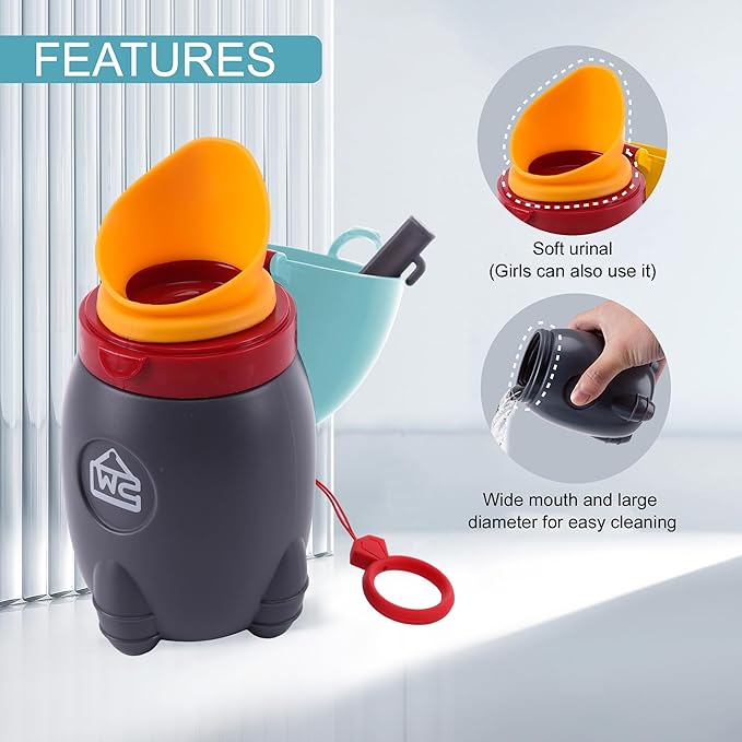 2025 Upgraded Travel Urinal for Kids,Rocket Toys Portable Emergency Urinal for Toddler,Light and Easy to Carry,Suitable for Car,Travel,Camping and Children's Urinal Potty Training(Quiet Blue)