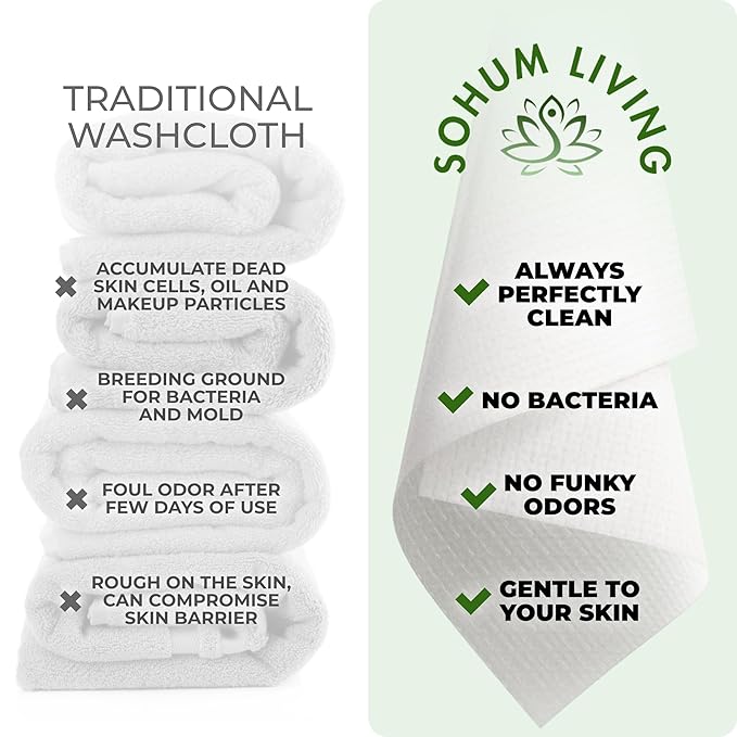 Clean Towels for Face XL, Disposable Ultrasoft Clean Skin Towels for all skin types, Makeup Remover and Facial Cleansing Wipes, Gentle on skin, 50Ct (2 Pack)