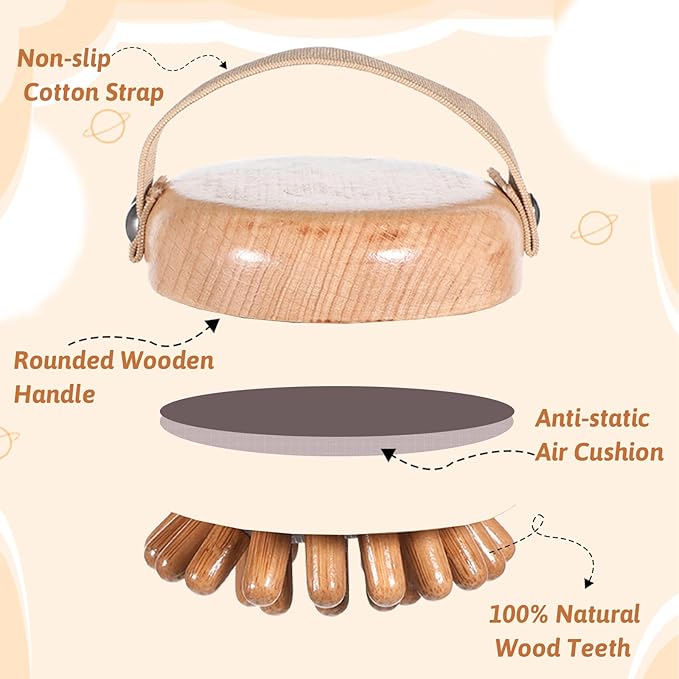 Meridian Pressure Brush, Wood Therapy Massage Tools for Belly Fat Wooden Meridians Massager Comb Handheld Massage Body Brush for Cellulite Remover, Lymphatic Drainage, Muscle Pain Relief