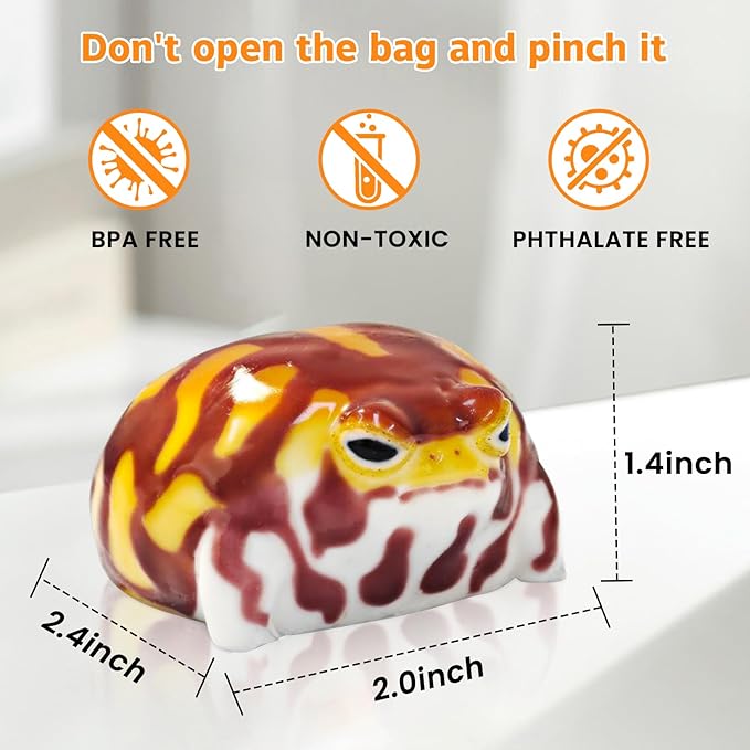 Taba Squishy Desert Rain Frog, Cute Animals Toys for Kids & Adults, Kawaii Stress Relief Fidget Sensory Toys, Soft Silicone Squeeze Gifts for Children, Teens, and Adults