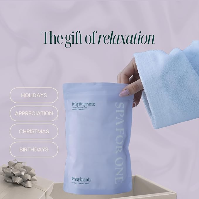 Shower Steamers Aromatherapy 10 Pack - Made in USA with Natural Essentials Oils for Christmas Stocking Stuffers, Birthday Gifts for Women and Men, White Elephant, Relaxation - Lavender