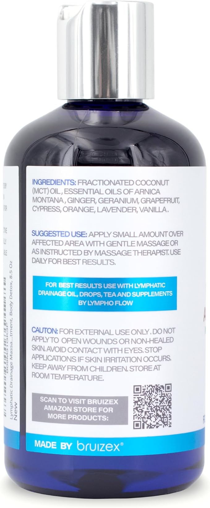 Lymphatic Drainage Massage Ginger Oil with Arnica & Organic Coconut Oil 8.5 Oz