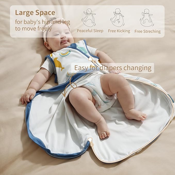 1.0 Tog 2.5 Tog Baby Sleep Sack, 100% Cotton Baby Sleeping Bag 3-24M, 2-Way Zipper Baby Wearable Blanket