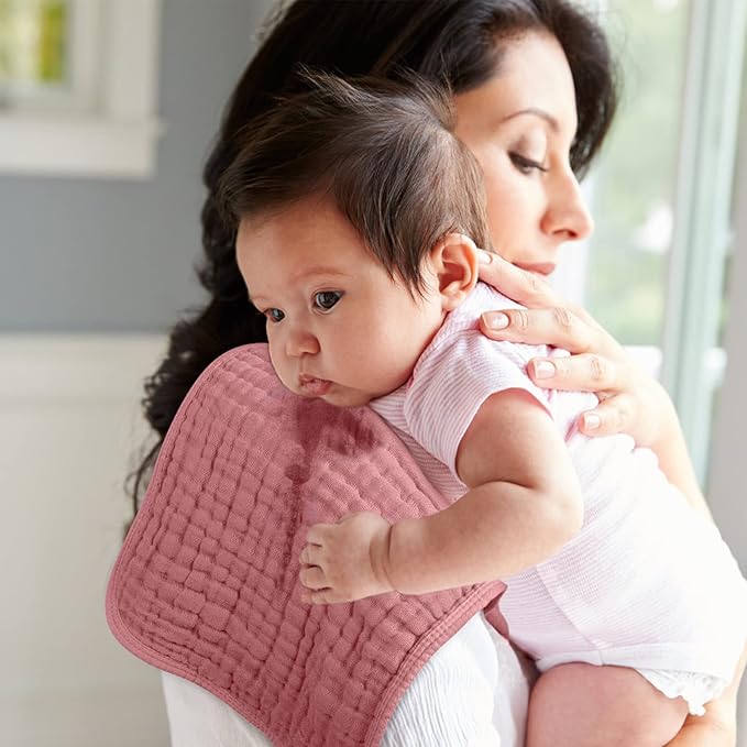 Looxii Muslin Burp Cloths 100% Cotton Muslin Cloths 12 Pack Large 20''x10'' Extra Soft and Absorbent Baby Burping Cloth for Boys and Girls (Bean Paste)