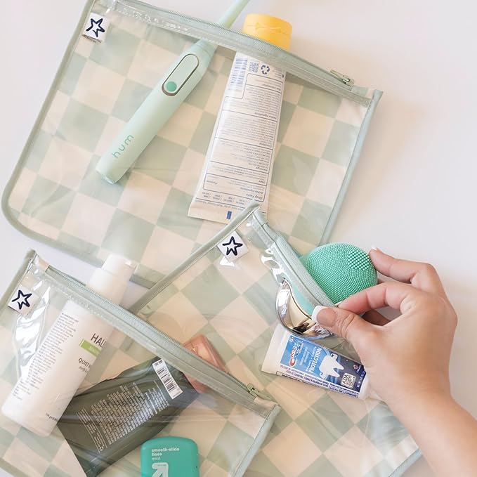 Tiny Twinkle Mess-Proof Travel Bags | TSA Airline Compliant, Zipper Closure, Clear Front Pouch, Diaper Bag Packing, Toiletry or Makeup Cosmetics Organizer