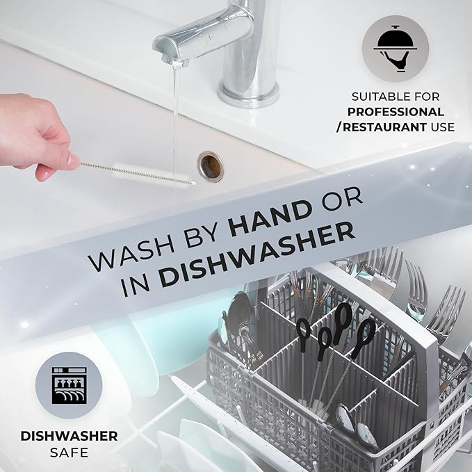 Heavy Duty Cleaning Brushes Set of 4 - Extra Long Straw Cleaners for Metal and Plastic Reusable Drinking Straws, to Clean Small Spaces, Sippy Cups, Water Bottles - Sturdy Hard Brush Bristles