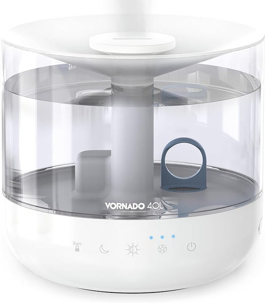 Vornado MISTIC 4 Whole Room Ultrasonic Humidifier, Top-Fill, Aromatherapy, 1-Gallon Tank, 3 Mist Settings, Ambient Lighting, Whisper-Quiet, Included Scent Pads, Air Humidifier for Kids and Home