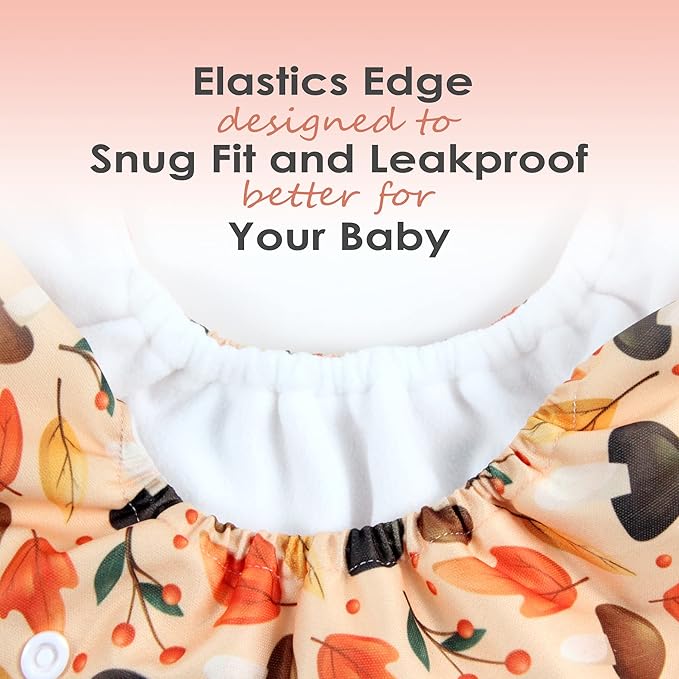 wegreeco Cloth Diapers 5 Pack with 5 Inserts, Washable Cloth Diapers for Babies, One Size Adjustable Reusable (Pink Girly)