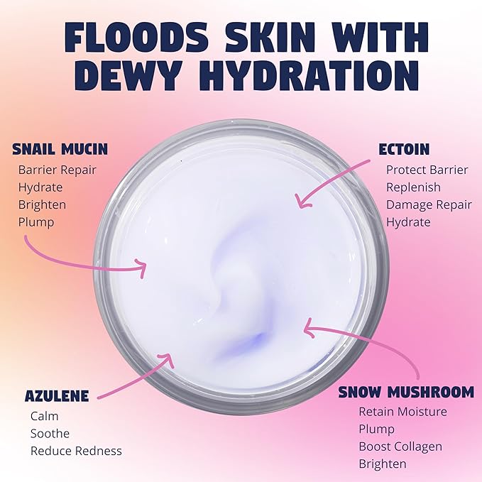 Moon Milk Snail Mucin Moisturizer Gel Cream 3.52 Oz - Blue Light Skin Defense - Korean Snail Mucin Serum Cream that Replenishes Moisture & Leaves Skin Brighter, Plumper, Soothed & Smooth