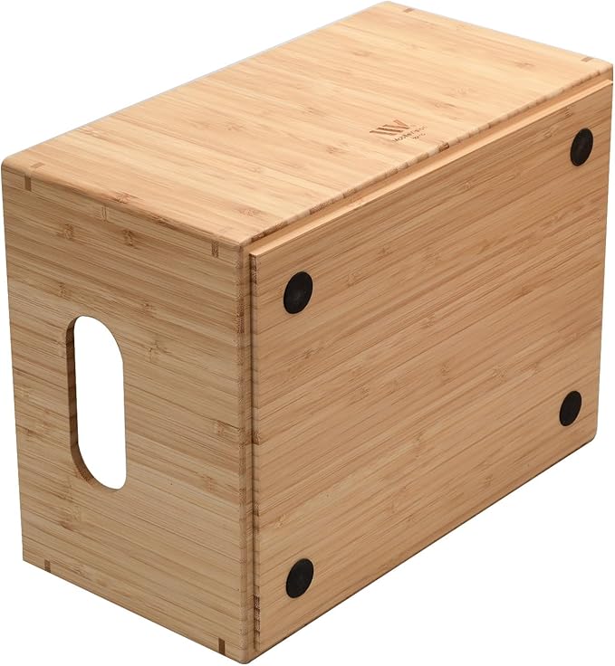 MobileVision Bamboo Storage Box Set Open Front Bin Organizers to use in kitchen pantries, cabinets and countertops 1 Large & 1 Small box included