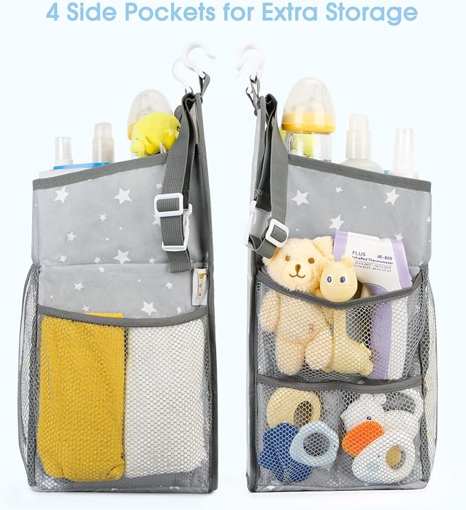 Maliton Changing Table Diaper Organizer - Baby Hanging Diaper Stacker Nursery Caddy Organizer for Cribs Playard Baby Essentials Storage (Star)