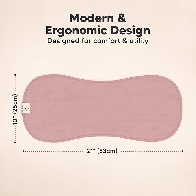 5-Pack Muslin Burp Cloths Baby Boy, Girl - Very Absorbent Baby Burp Cloth Rags, 8-Layers Viscose Derived from Bamboo Cotton Muslin Towel, Super Soft Spit Up Rags, No Shrink Washcloths (Mauve)