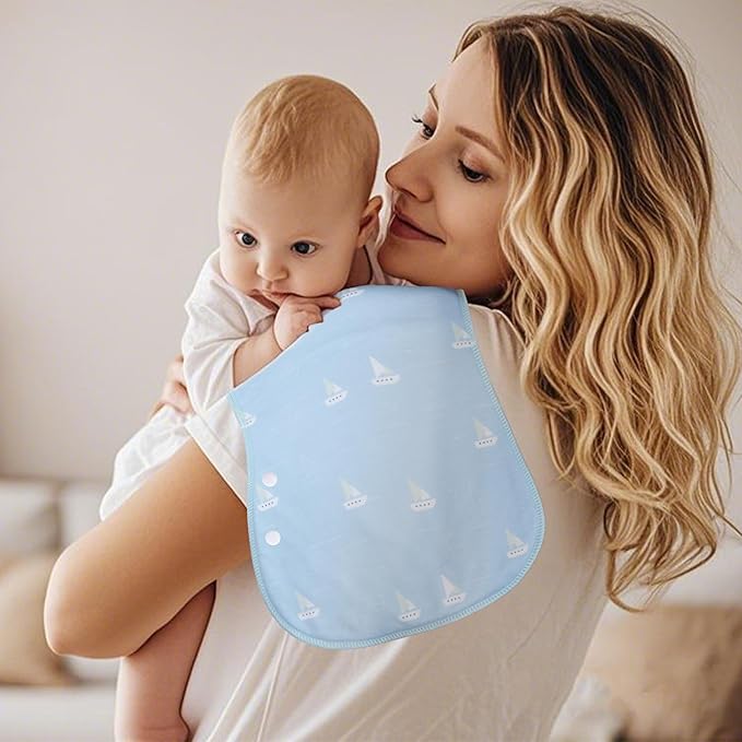2-in-1 Burp Cloths and Baby Bibs - 6 Pack Large Super Absorbent Soft Cotton Burping Cloths for Spit Up, 3 Layers Thick Baby Burp Rags for Girls & Boys
