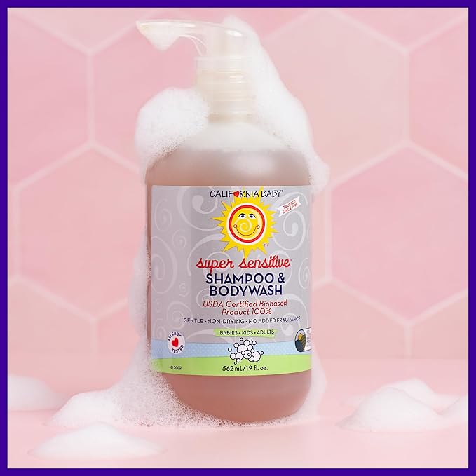 California Baby Super Sensitive Baby Shampoo and Conditioner Set | 100% Plant-Based Baby Bath Set | 19oz Unscented Body Wash + 8.5oz Conditioner |
