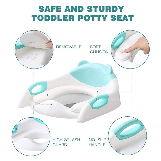 Potty Training Seat with Step Stool Ladder, SKYROKU Potty Training Toilet for Kids Boys Girls Toddlers - Comfortable Safe Potty Seat with Anti-Slip Pads Ladder Blue