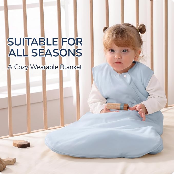 1.0 Tog 2.5 Tog Baby Sleep Sack, 100% Cotton Baby Sleeping Bag 3-24M, 2-Way Zipper Baby Wearable Blanket